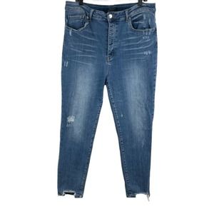Risen Los Angeles Women’s Size 2XL Blue High Rise Distressed Cropped Denim Jeans